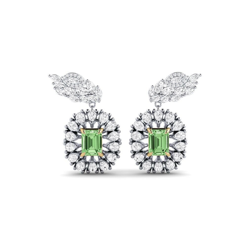 14k White & Yellow Gold Green Diamond Women's Earring Banjir