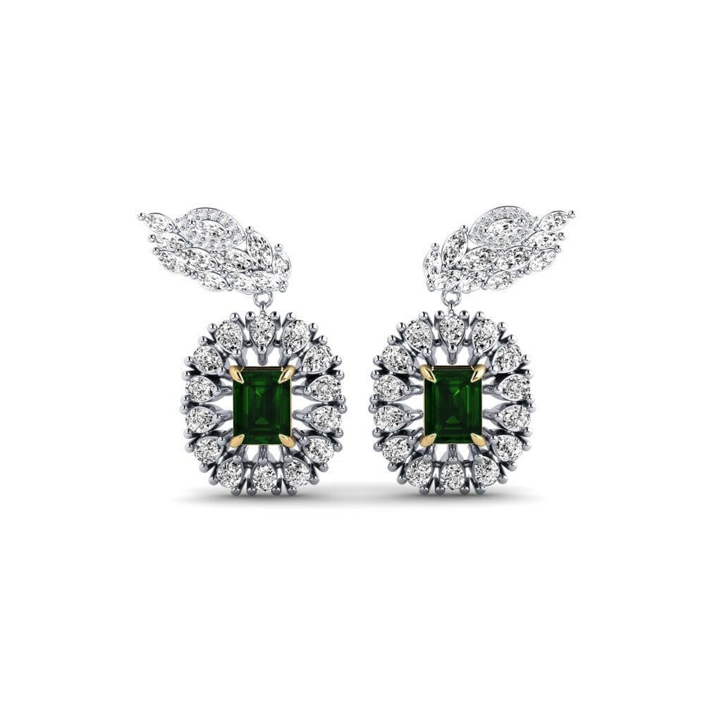 14k White & Yellow Gold Green Tourmaline Women's Earring Banjir