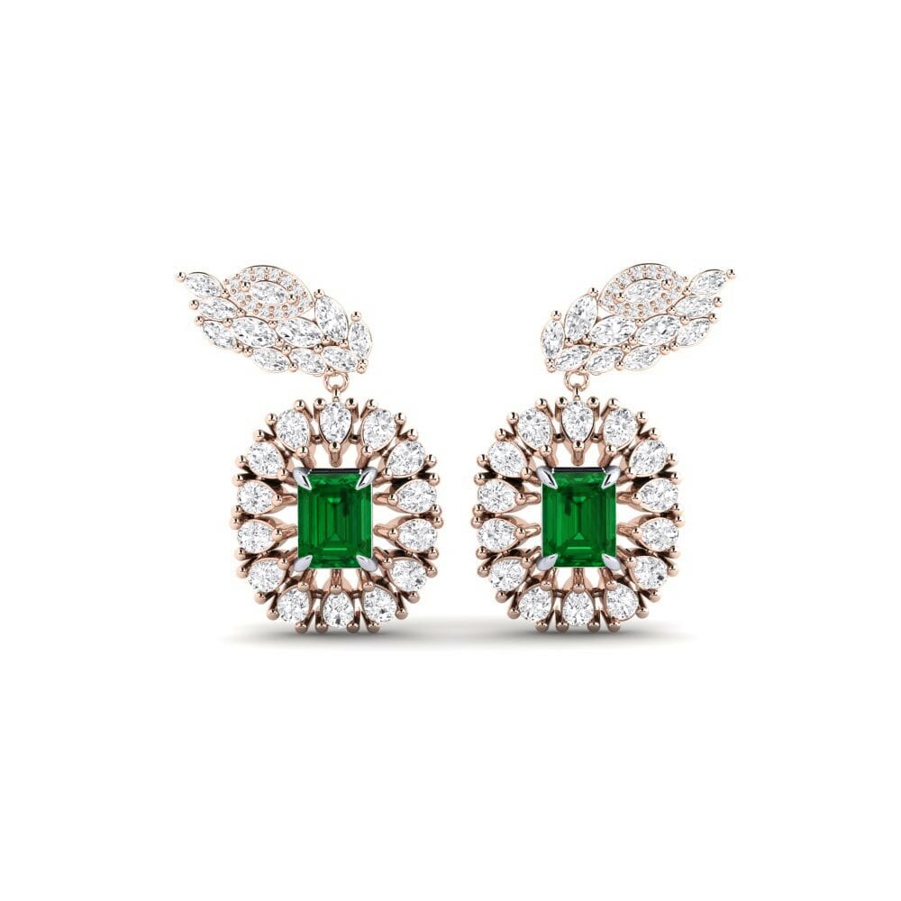 14k Rose & White Gold Emerald (Lab Created) Women's Earring Banjir