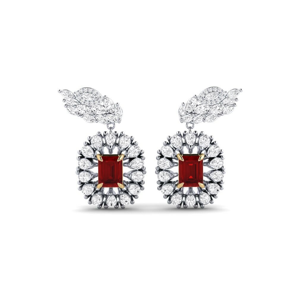 14k White & Yellow Gold Ruby (Lab Created) Women's Earring Banjir