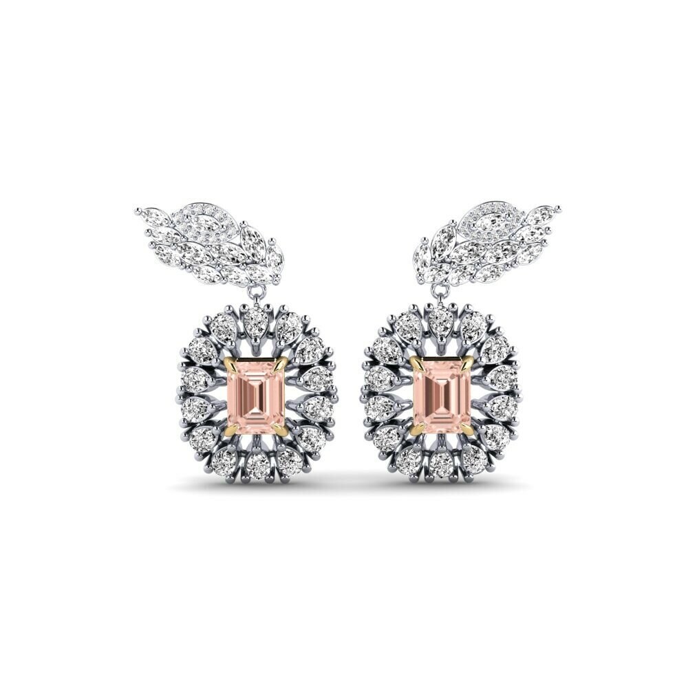 14k White & Yellow Gold Morganite Women's Earring Banjir