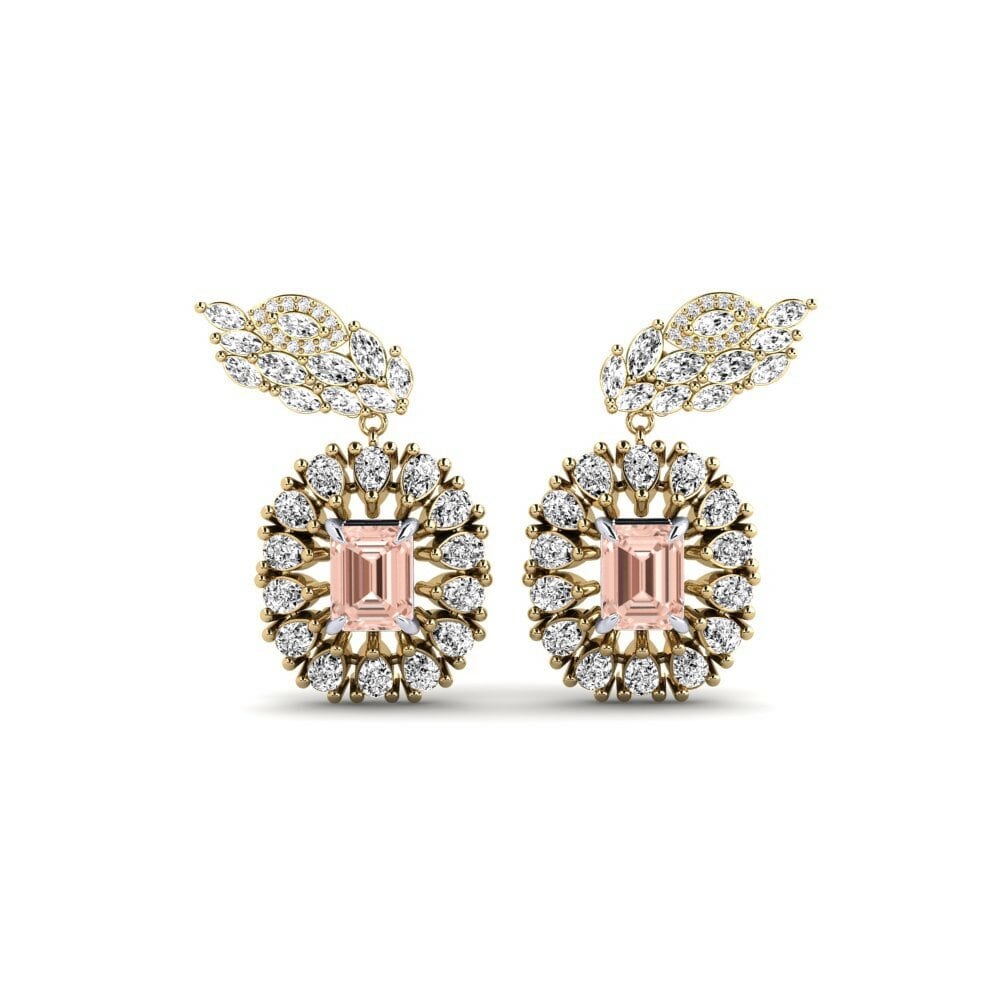 14k Yellow & White Gold Morganite Women's Earring Banjir