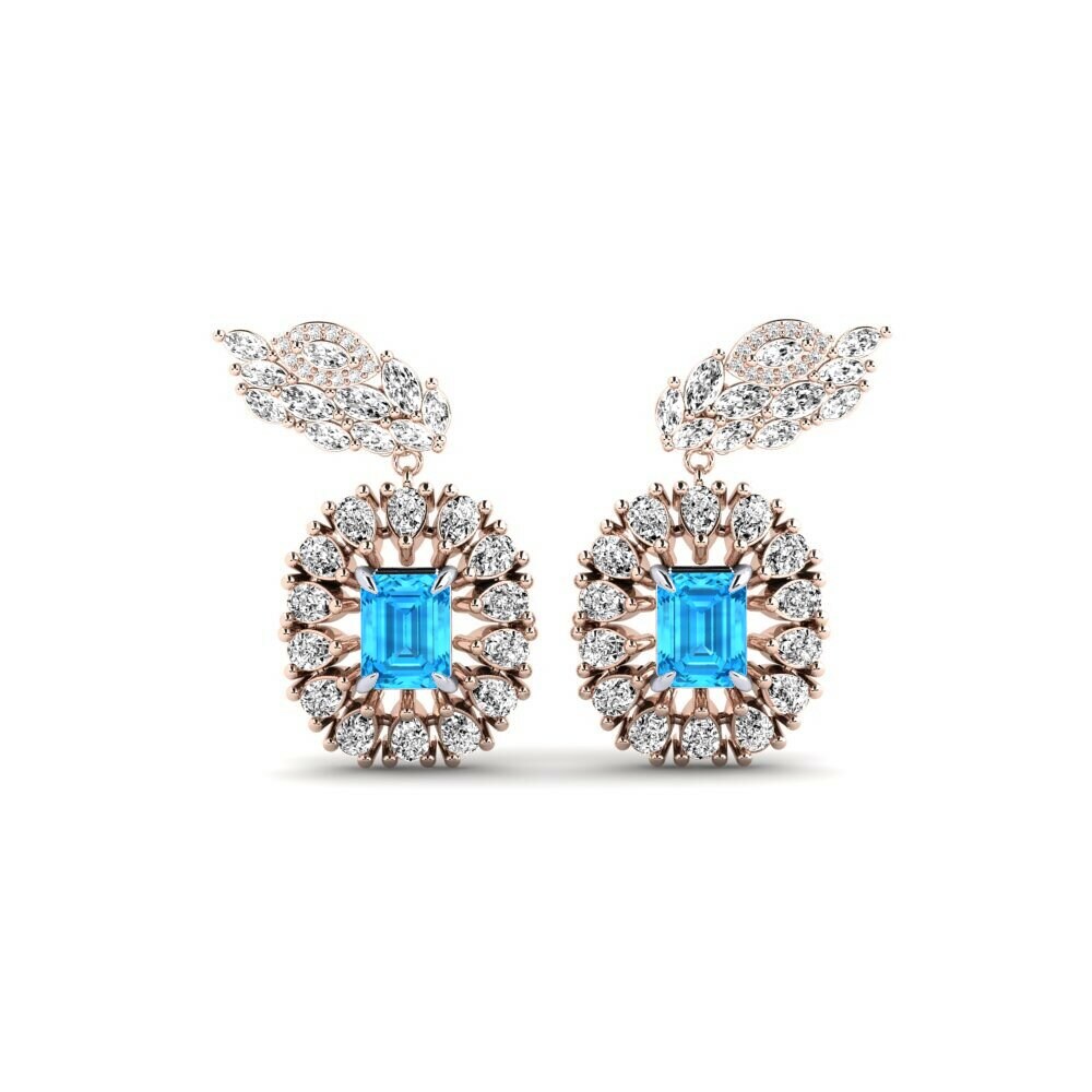 14k Rose & White Gold Blue Topaz Women's Earring Banjir