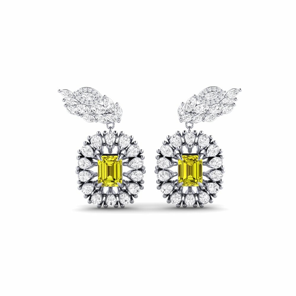 9k White Gold Yellow Diamond Women's Earring Banjir