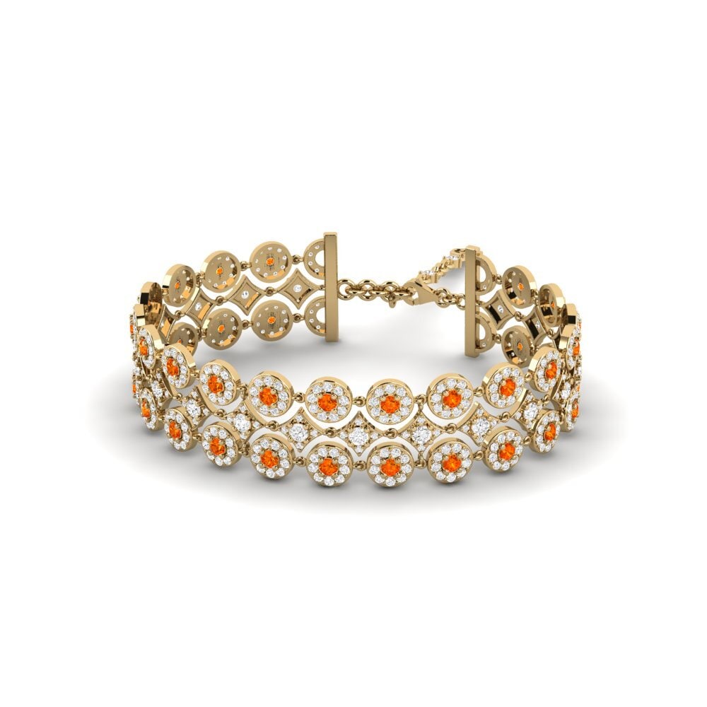 14k Oro Amarillo Zafiro Naranja Pulsera de Mujer Beleuchtung