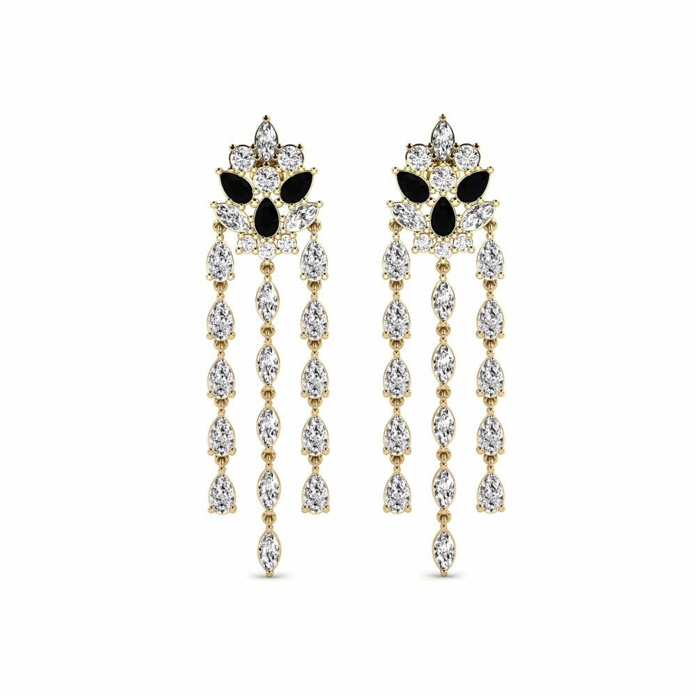 14k Yellow Gold Black Onyx Women's Earring Bercetus