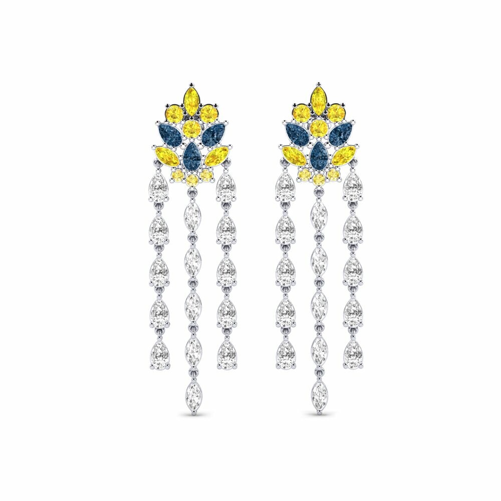 9k White Gold Blue Diamond Women's Earring Bercetus