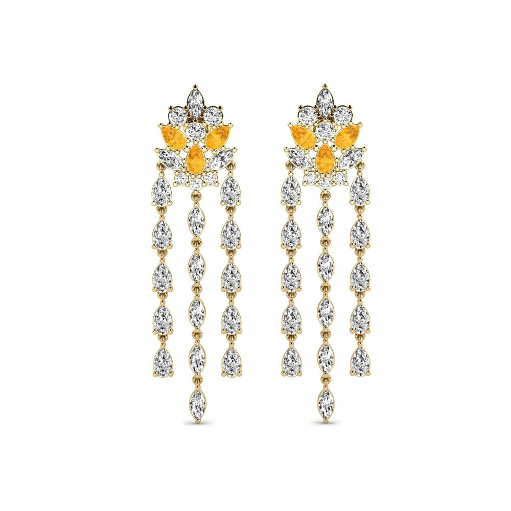 14k Yellow Gold Citrine Women's Earring Bercetus