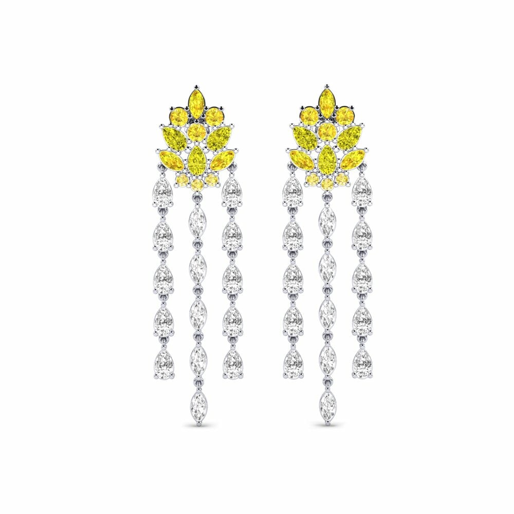 9k White Gold Yellow Diamond Women's Earring Bercetus