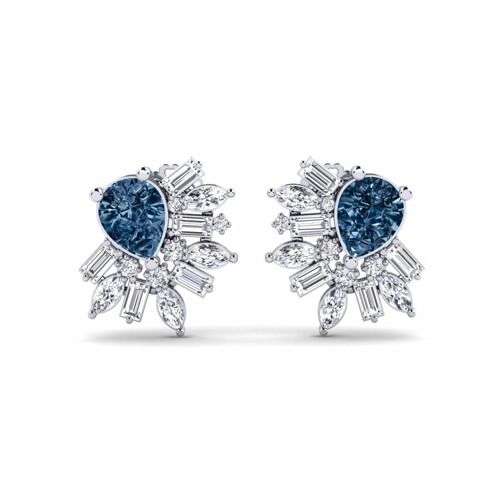 9k White Gold Blue Diamond Women's Earring Brenzone