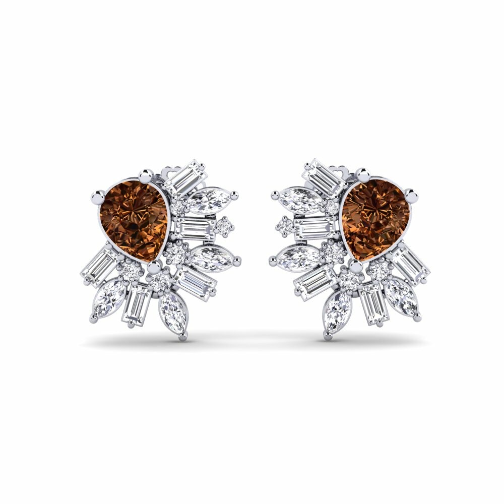 9k White Gold Brown Diamond Women's Earring Brenzone