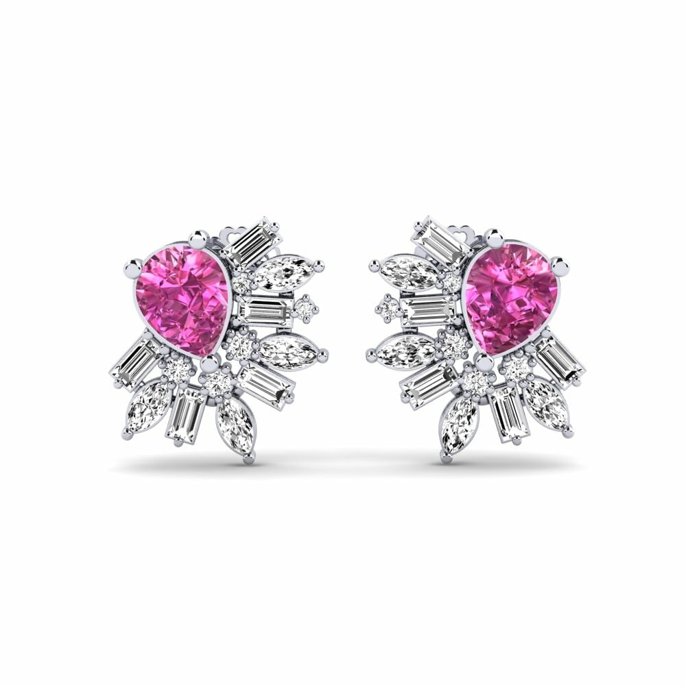 9k White Gold Pink Topaz Women's Earring Brenzone