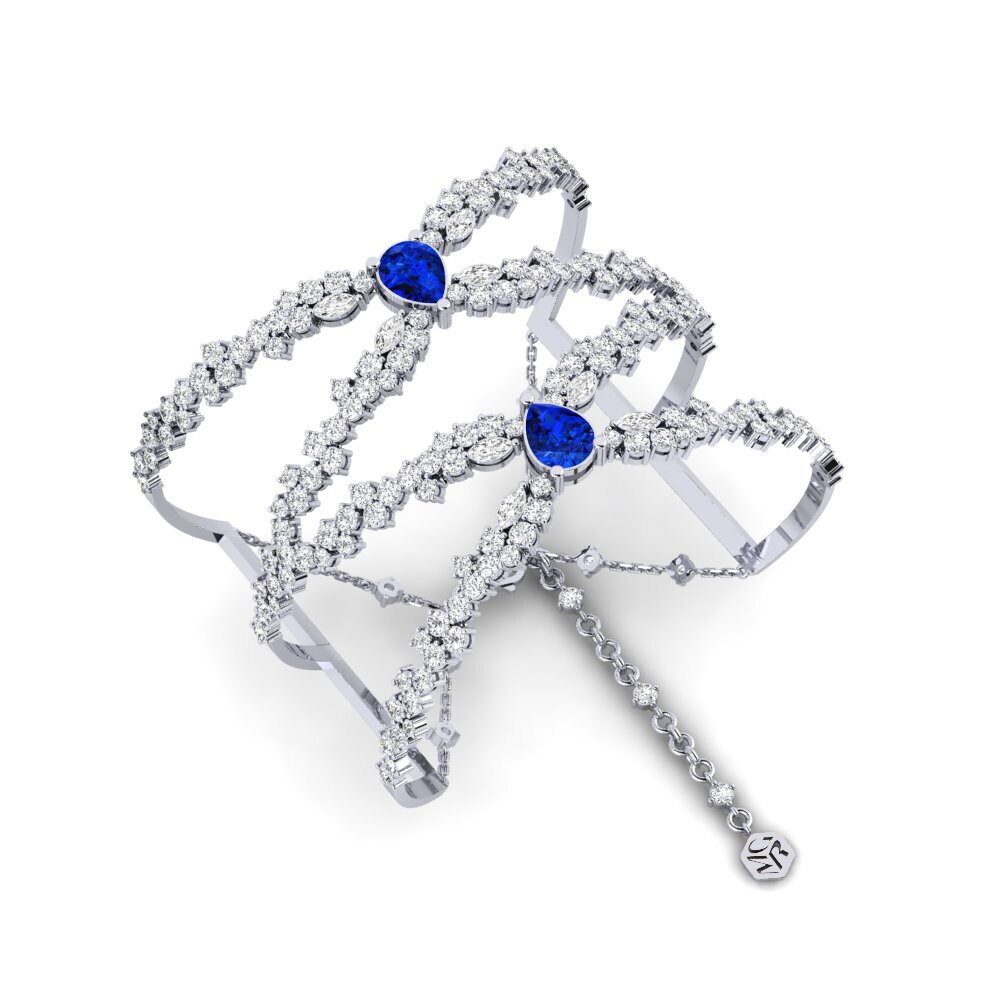 White Silver Sapphire (Lab Created) Women's Bangle Brillando