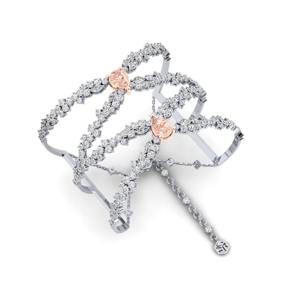 14k White & Rose Gold Morganite Women's Bangle Brillando