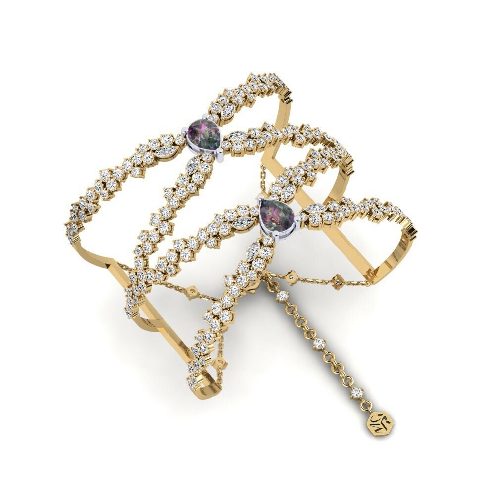 14k Yellow & White Gold Mystic Topaz Women's Bangle Brillando