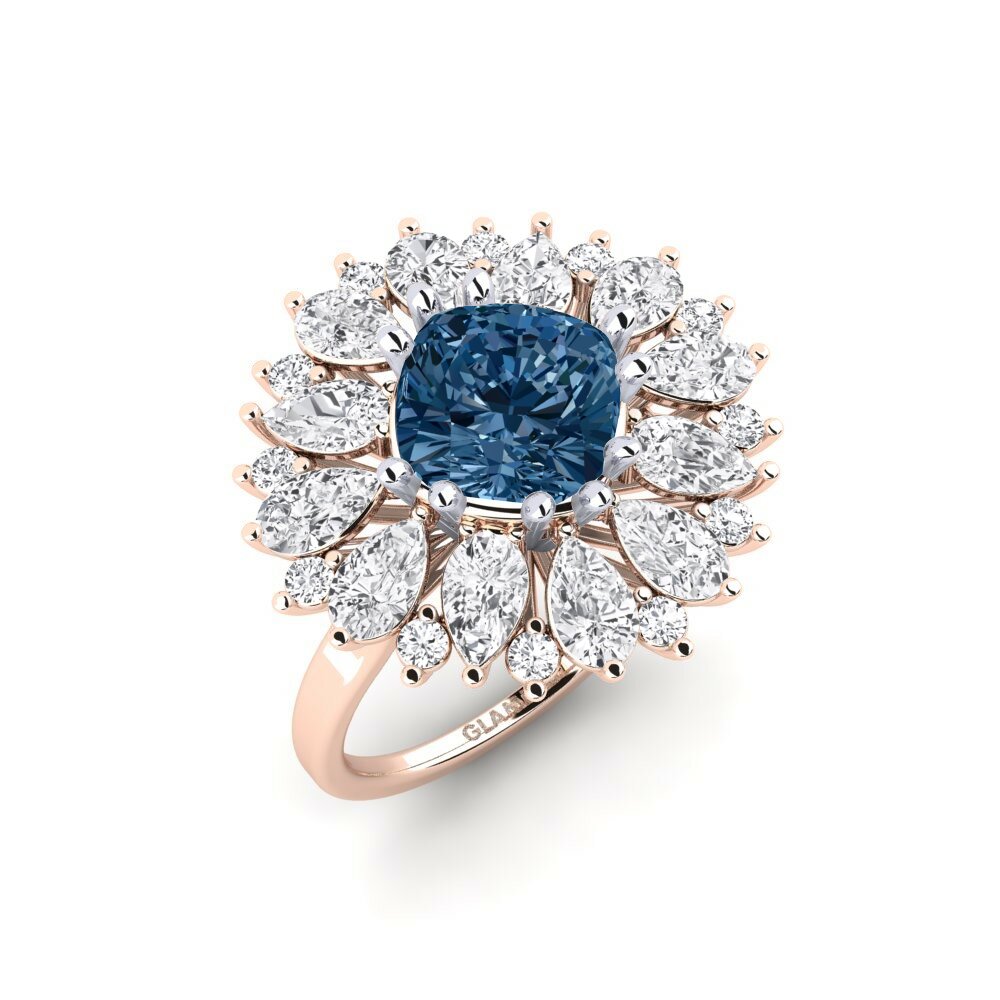 18k Rose & White Gold Blue Diamond Ring Calaustral