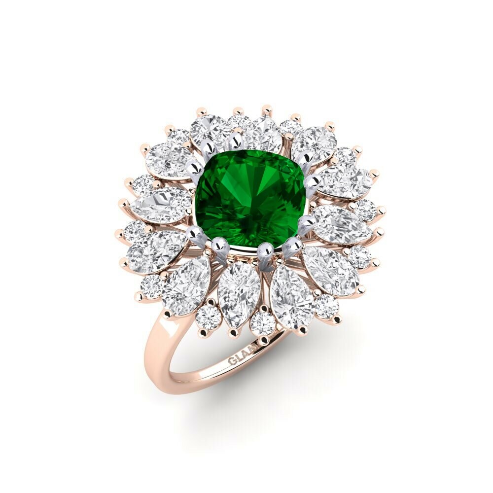 Or Rose& Blanc 18k Zircone Vert Bague Calaustral