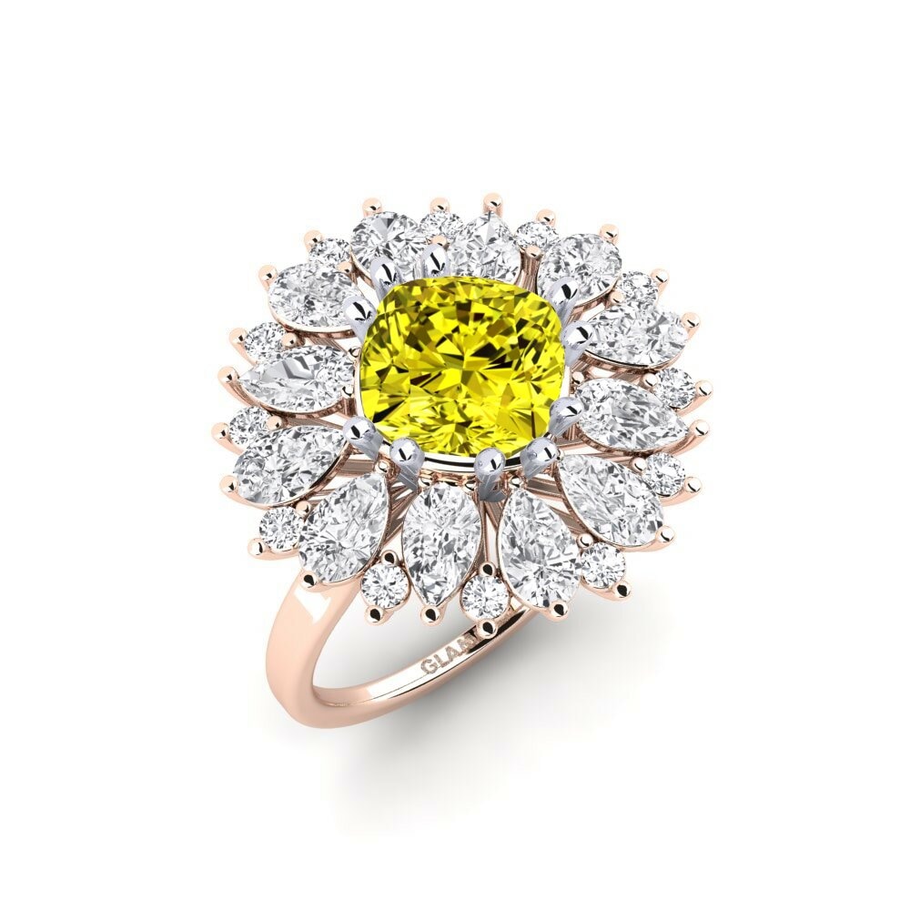 18k Rose & White Gold Yellow Diamond Ring Calaustral