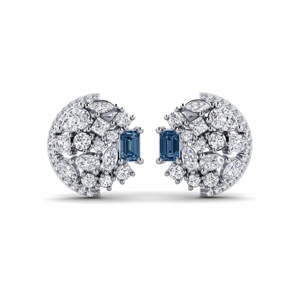 9k White Gold Blue Diamond Women's Earring Chauvet
