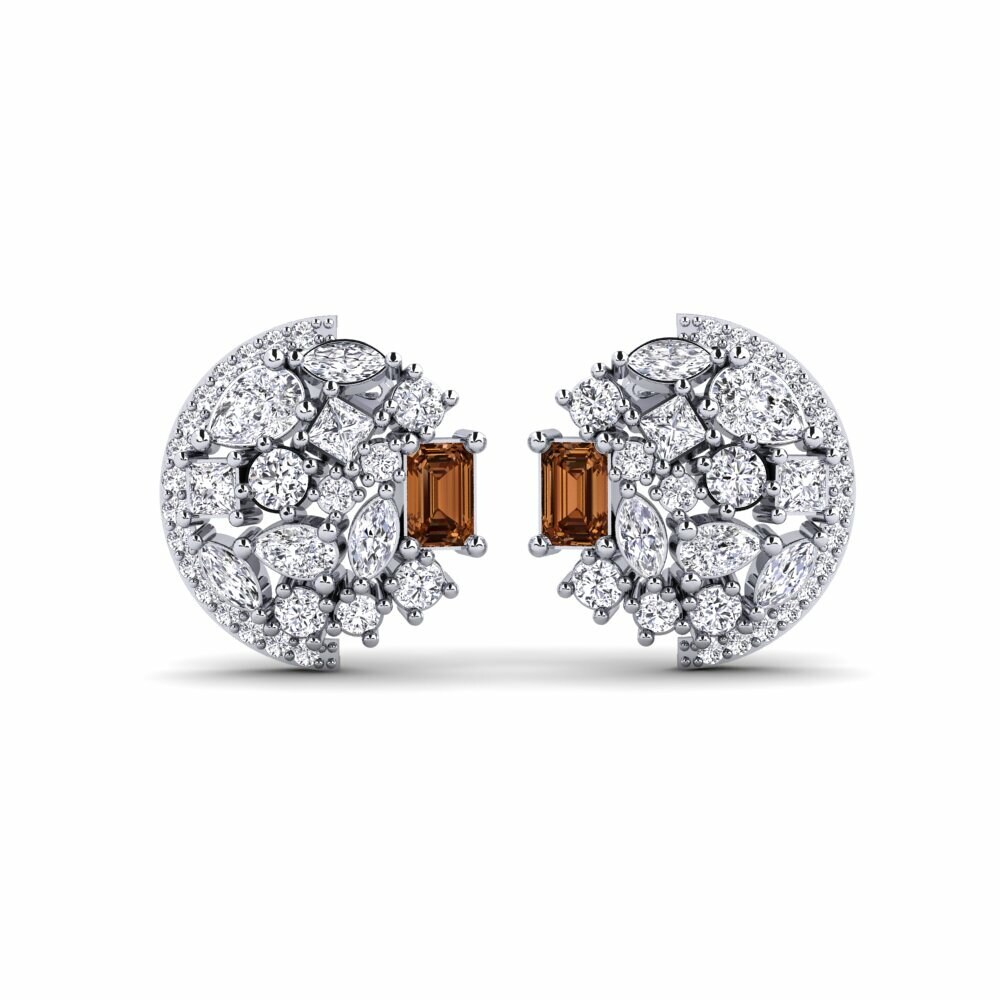 9k White Gold Brown Diamond Women's Earring Chauvet