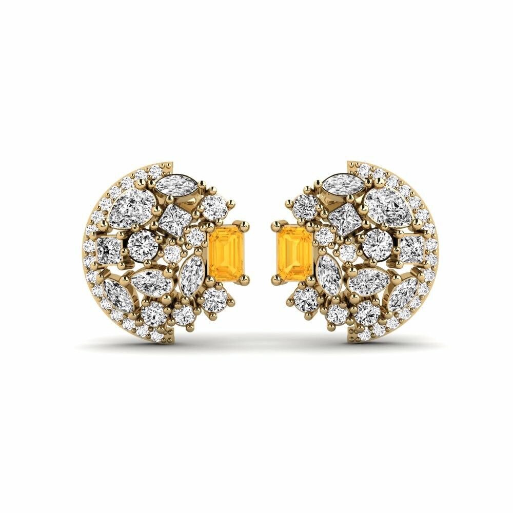 14k Yellow Gold Citrine Women's Earring Chauvet