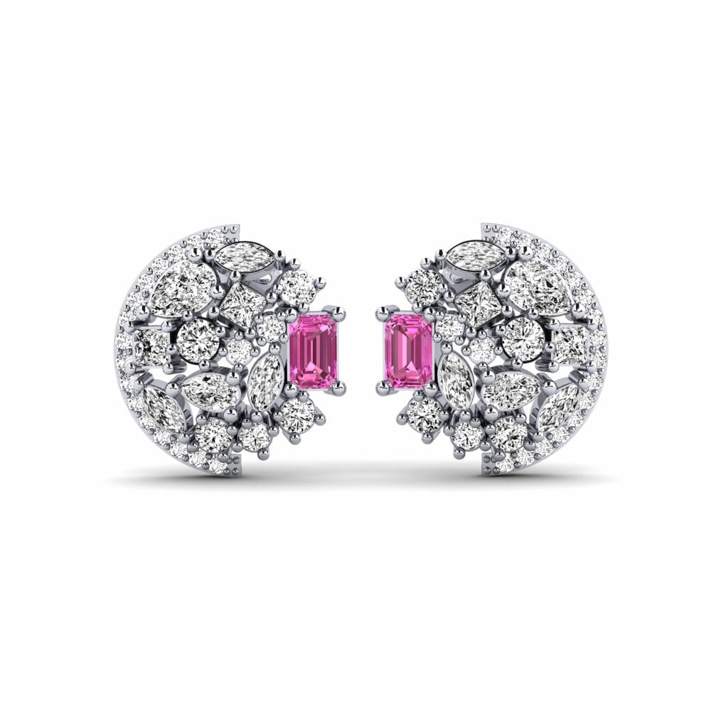 9k White Gold Pink Topaz Women's Earring Chauvet