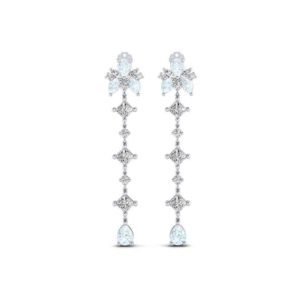 9k White Gold Aquamarine Women's Earring Cherton