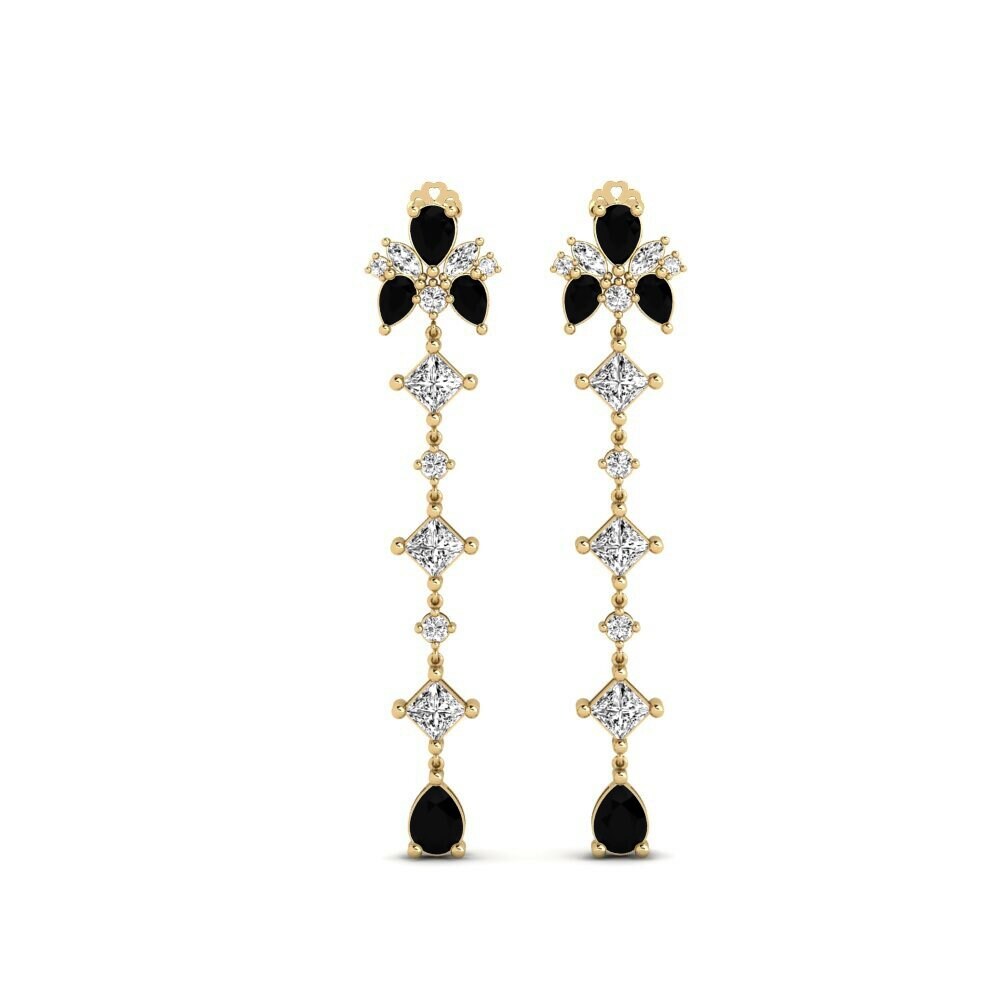 14k Yellow Gold Black Onyx Women's Earring Cherton