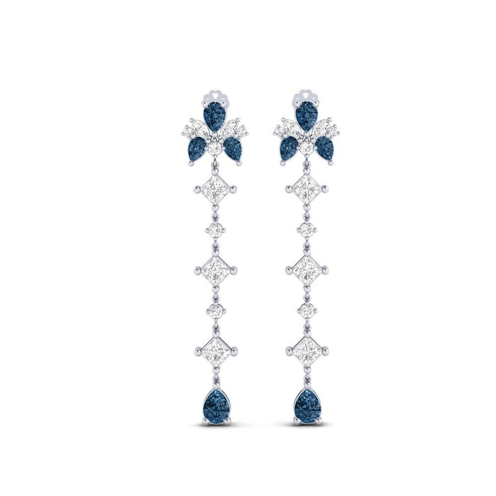 9k White Gold Blue Diamond Women's Earring Cherton