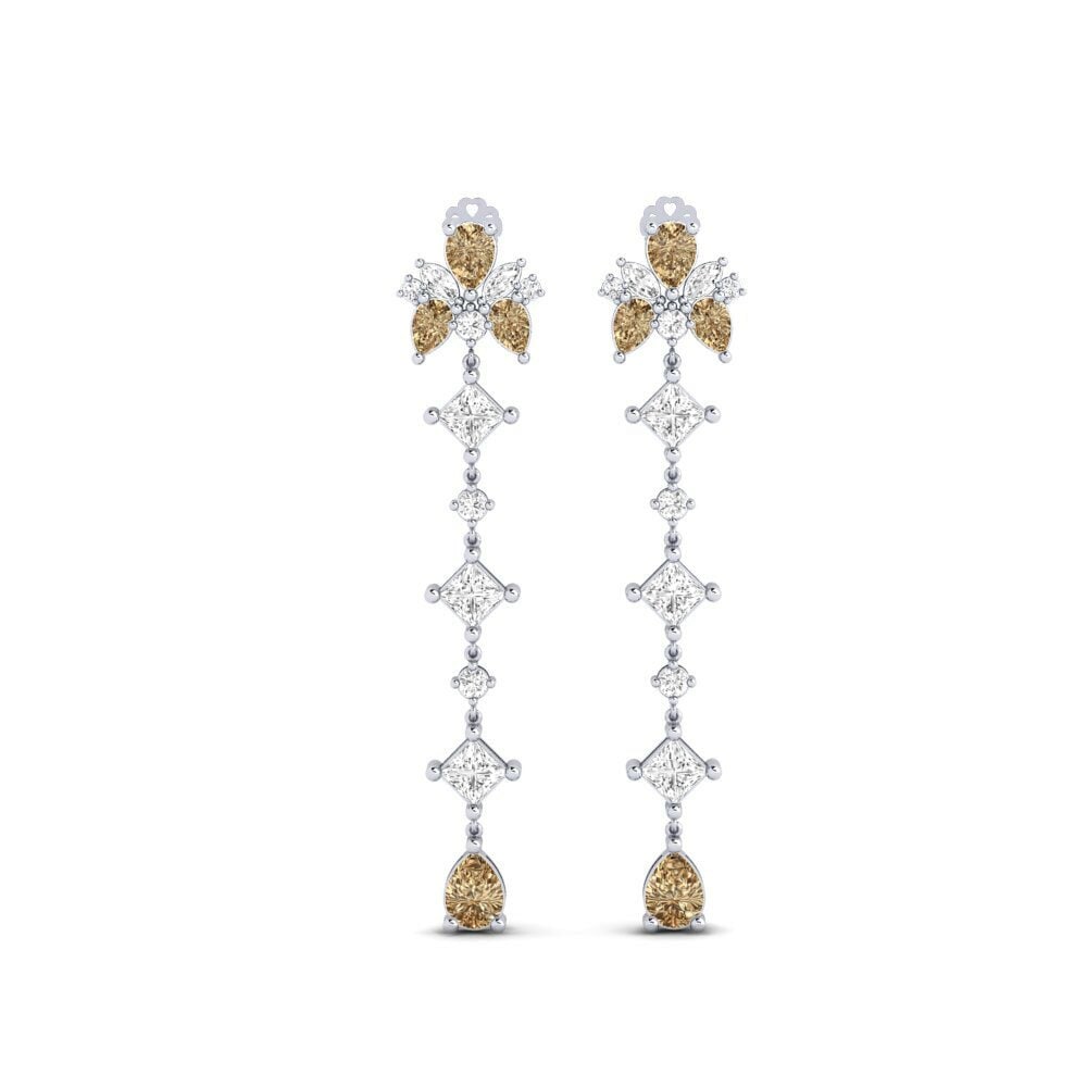9k White Gold Brown Diamond Women's Earring Cherton