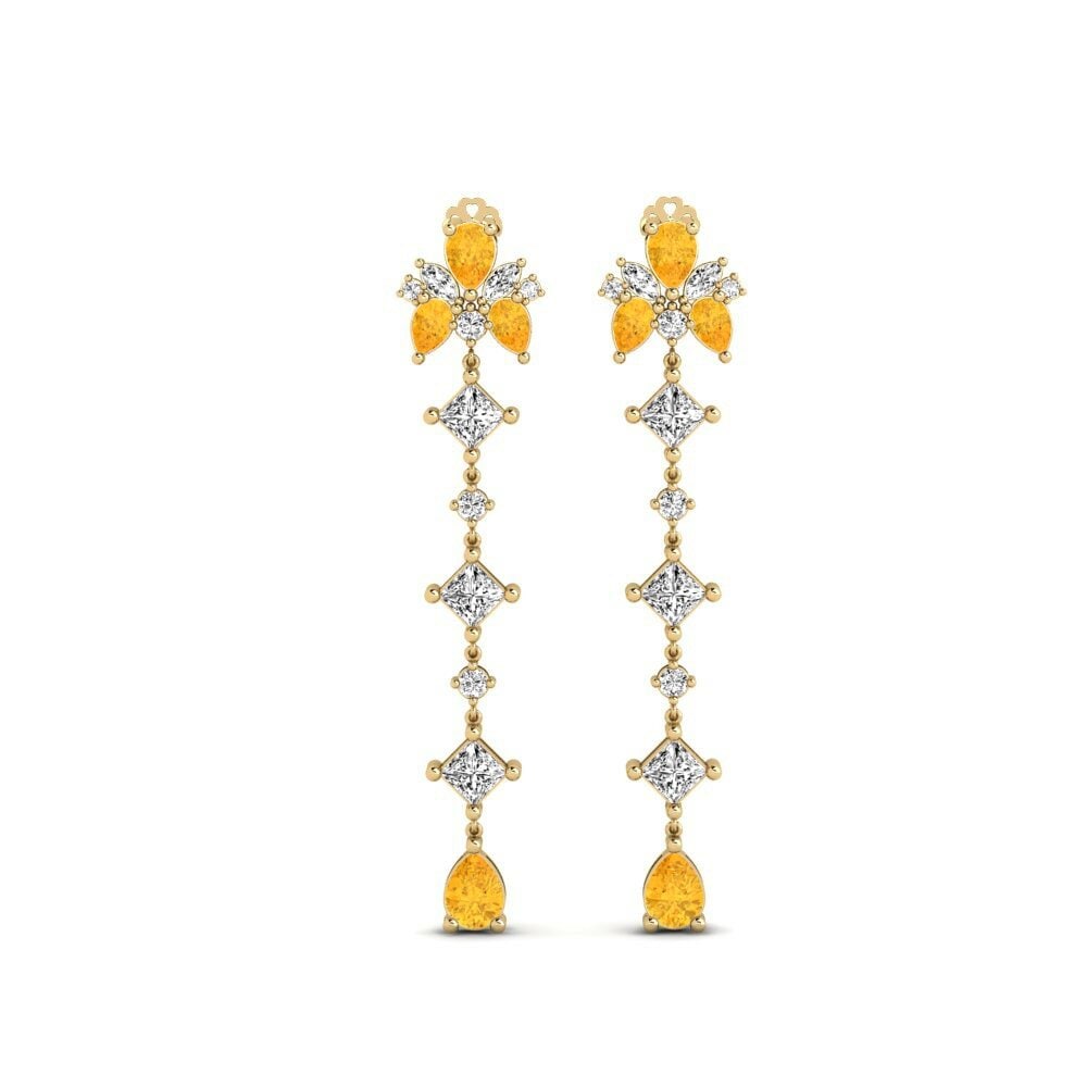 14k Yellow Gold Citrine Women's Earring Cherton