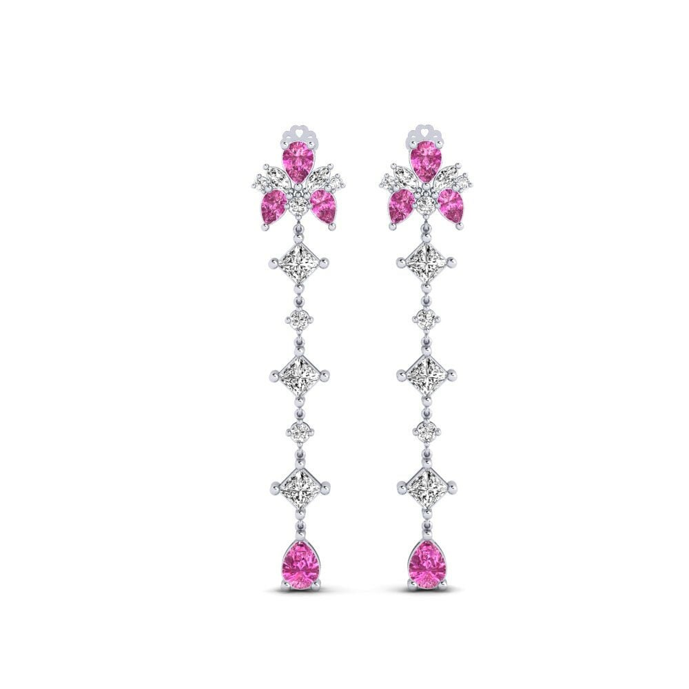 9k White Gold Pink Topaz Women's Earring Cherton