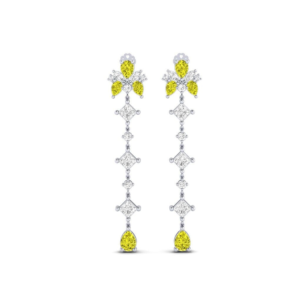 9k White Gold Yellow Diamond Women's Earring Cherton