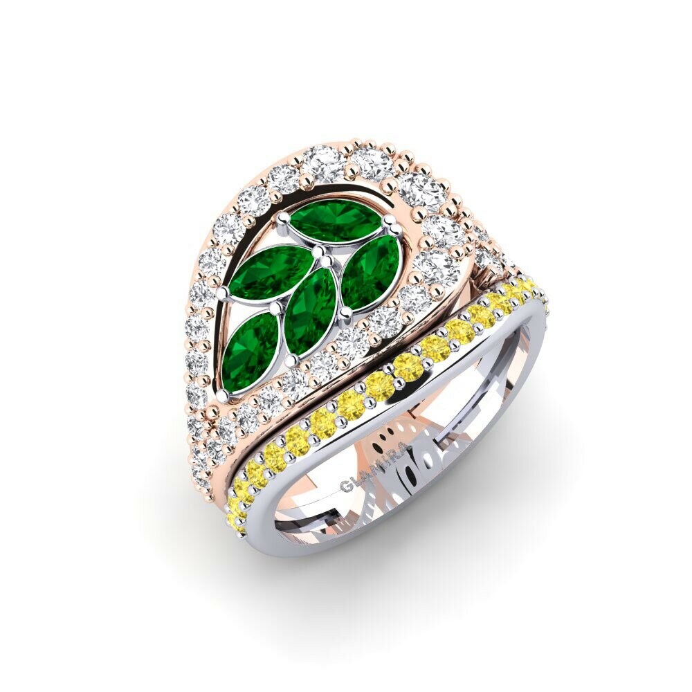 Or Rose& Blanc 18k Zircone Vert Bague Chispa