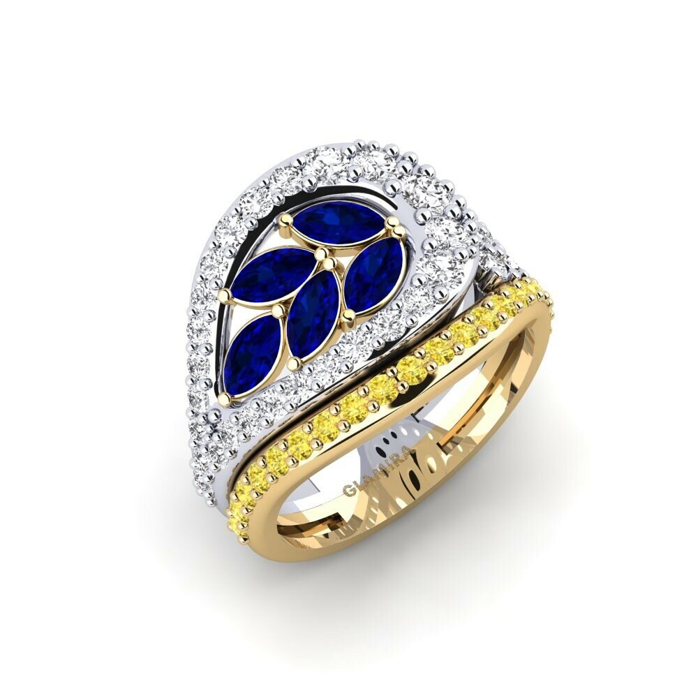 9k White & Yellow Gold Sapphire Ring Chispa