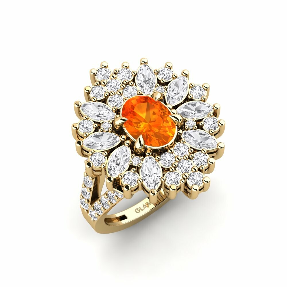 Or Jaune 18k Saphir orange Bague Chispear
