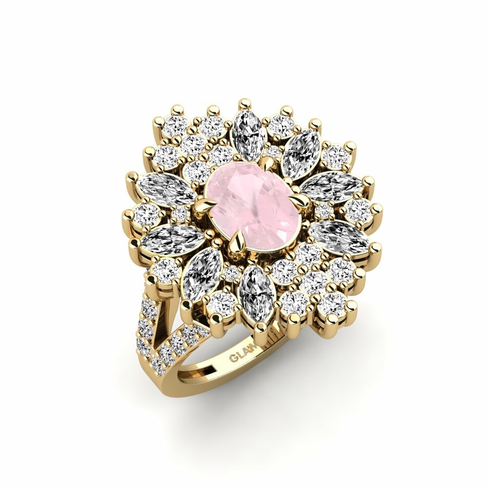 Or Jaune 18k Quartz Rose Bague Chispear
