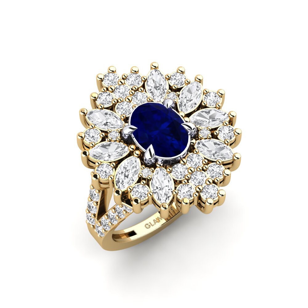 Vàng-Trắng 9K Đá Sapphire Nhẫn Chispear
