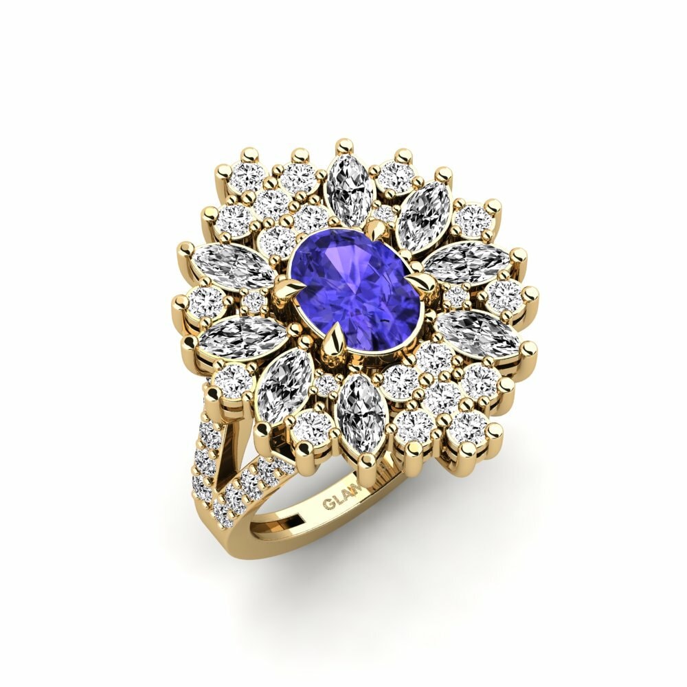 Or Jaune 18k Tanzanite Bague Chispear
