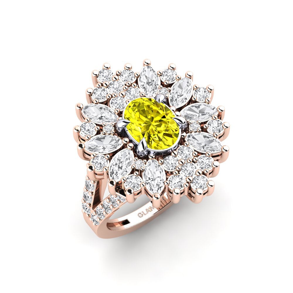 18k Rose & White Gold Yellow Diamond Ring Chispear