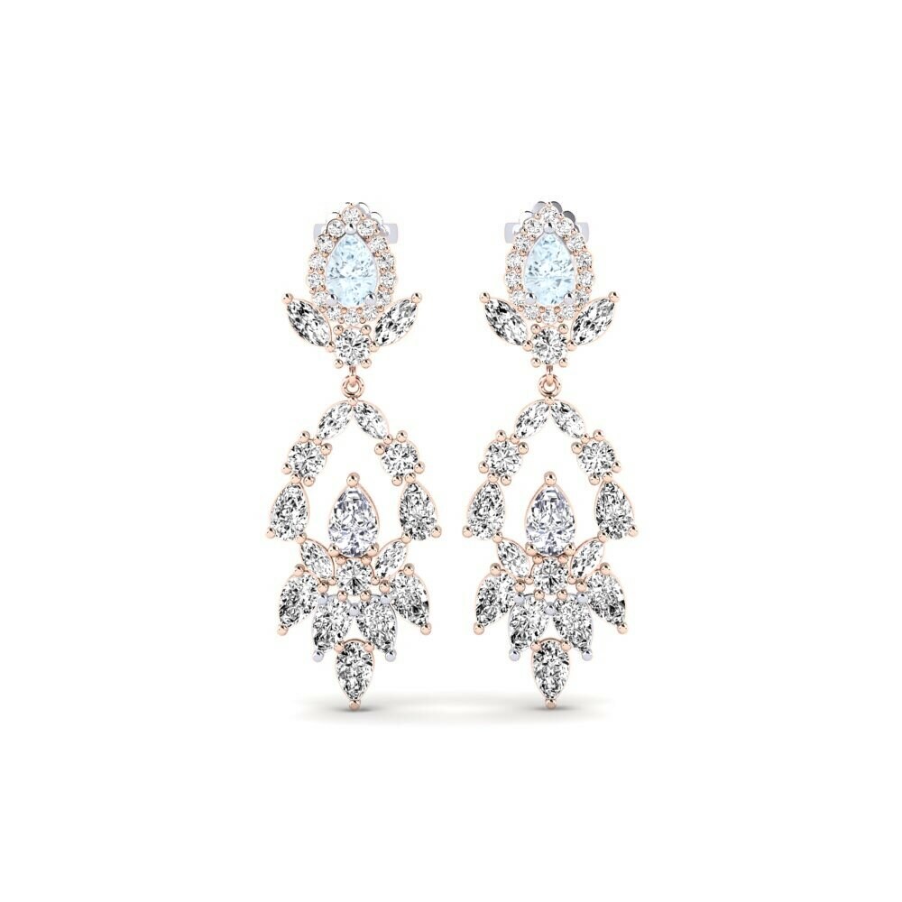 14k Rose & White Gold Aquamarine Women's Earring Dristta