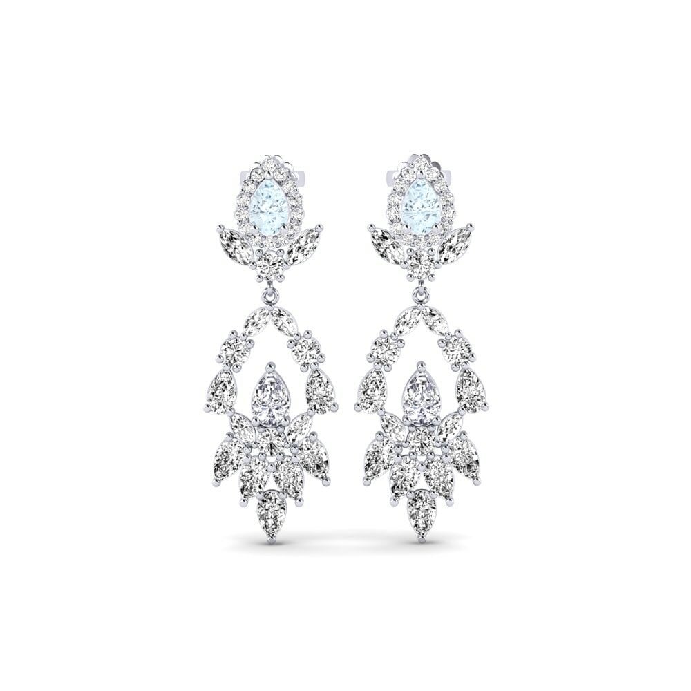 9k White Gold Aquamarine Women's Earring Dristta