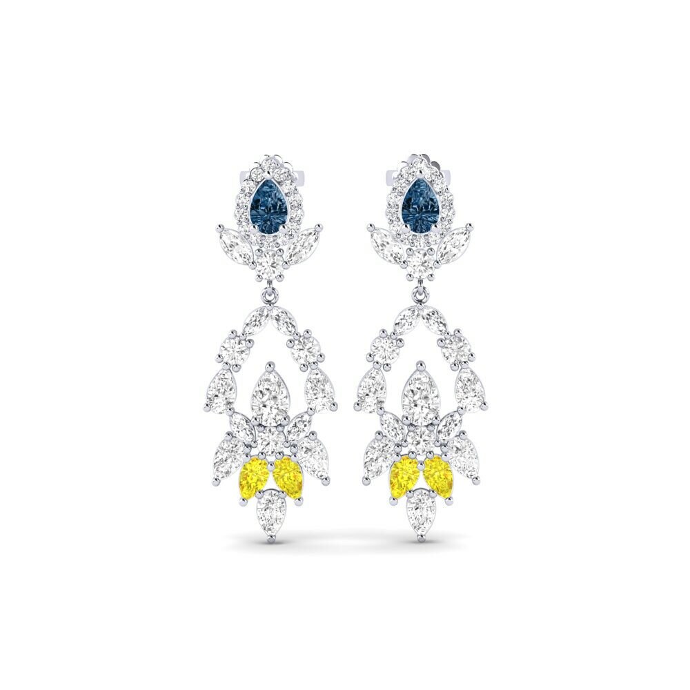 9k White Gold Blue Diamond Women's Earring Dristta