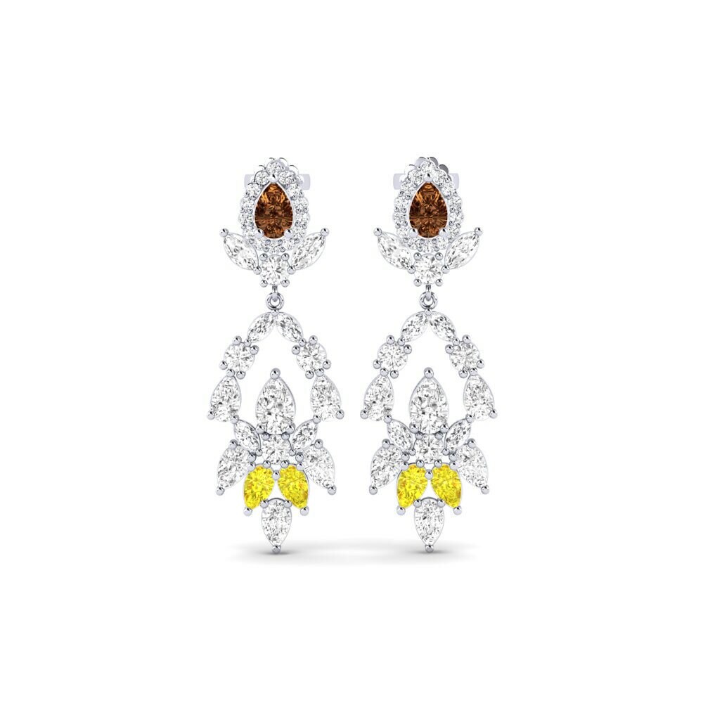 9k White Gold Brown Diamond Women's Earring Dristta