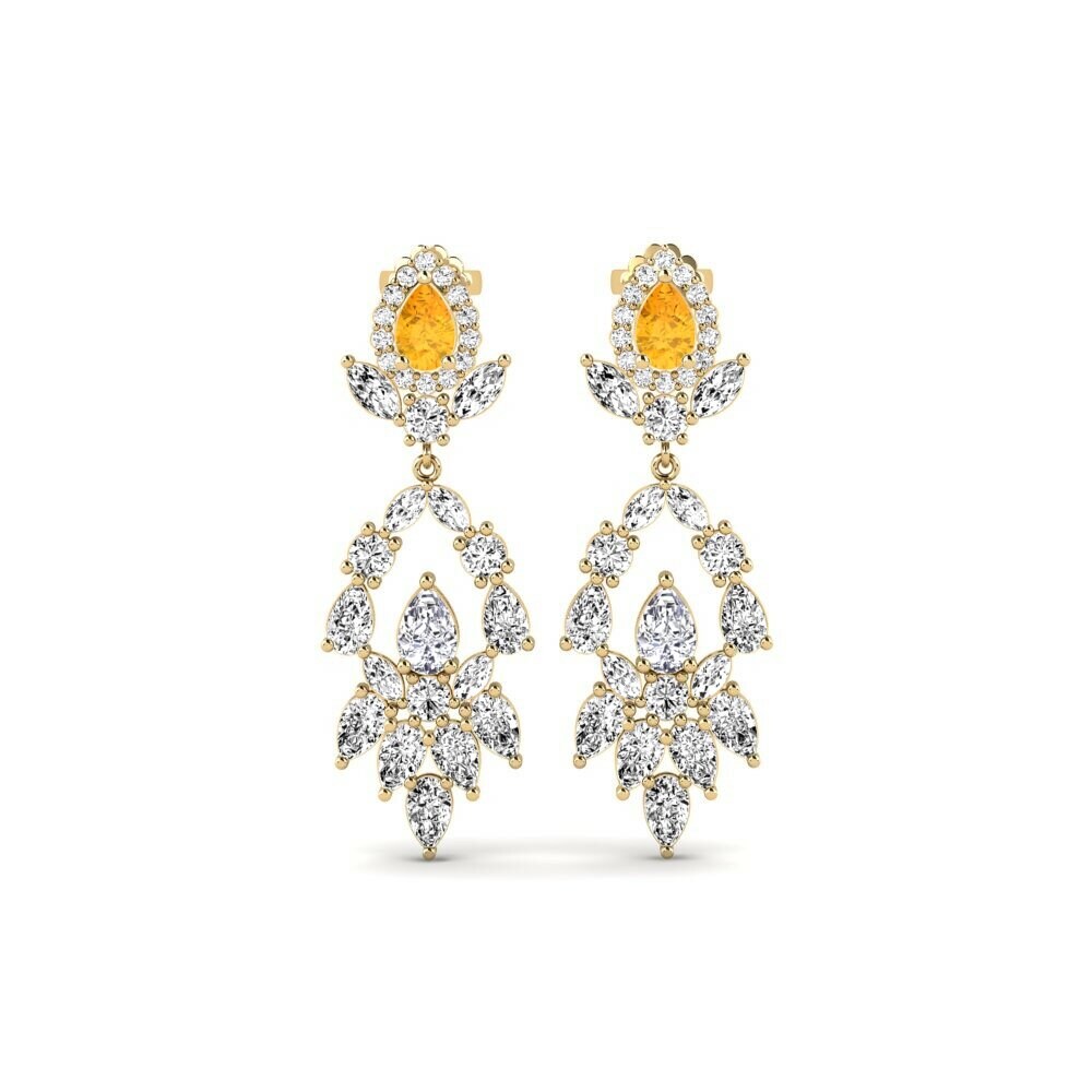 14k Yellow Gold Citrine Women's Earring Dristta