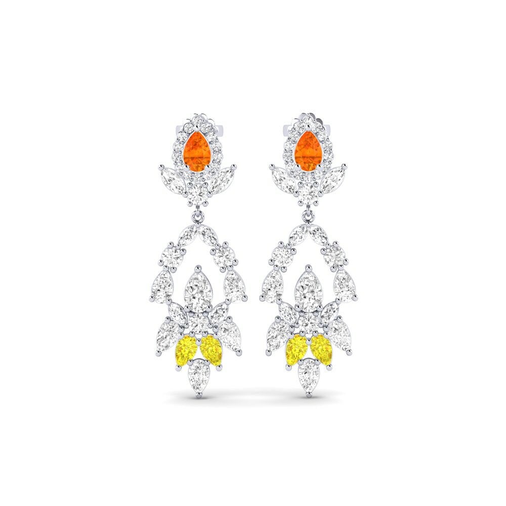 9k White Gold Orange Sapphire Women's Earring Dristta
