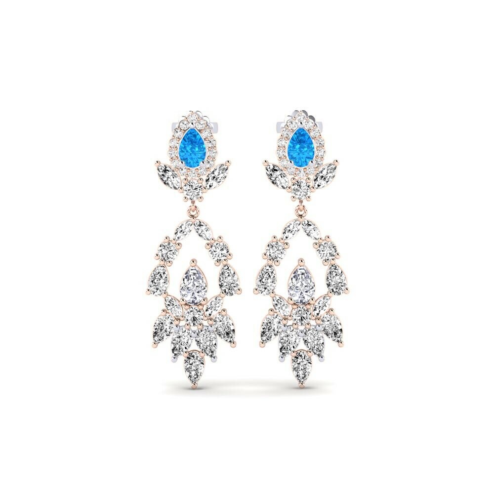14k Rose & White Gold Blue Topaz Women's Earring Dristta