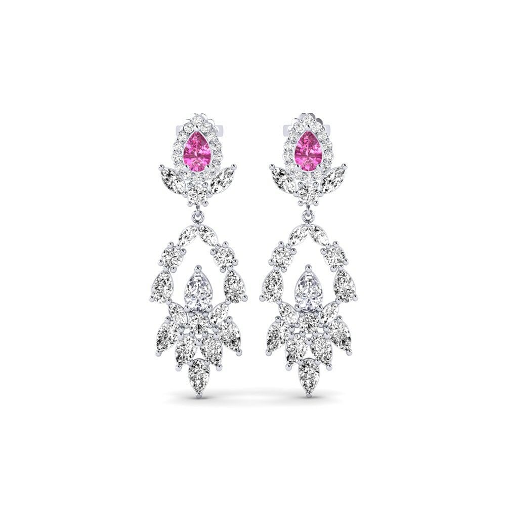 9k White Gold Pink Topaz Women's Earring Dristta