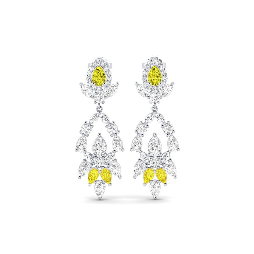 9k White Gold Yellow Diamond Women's Earring Dristta