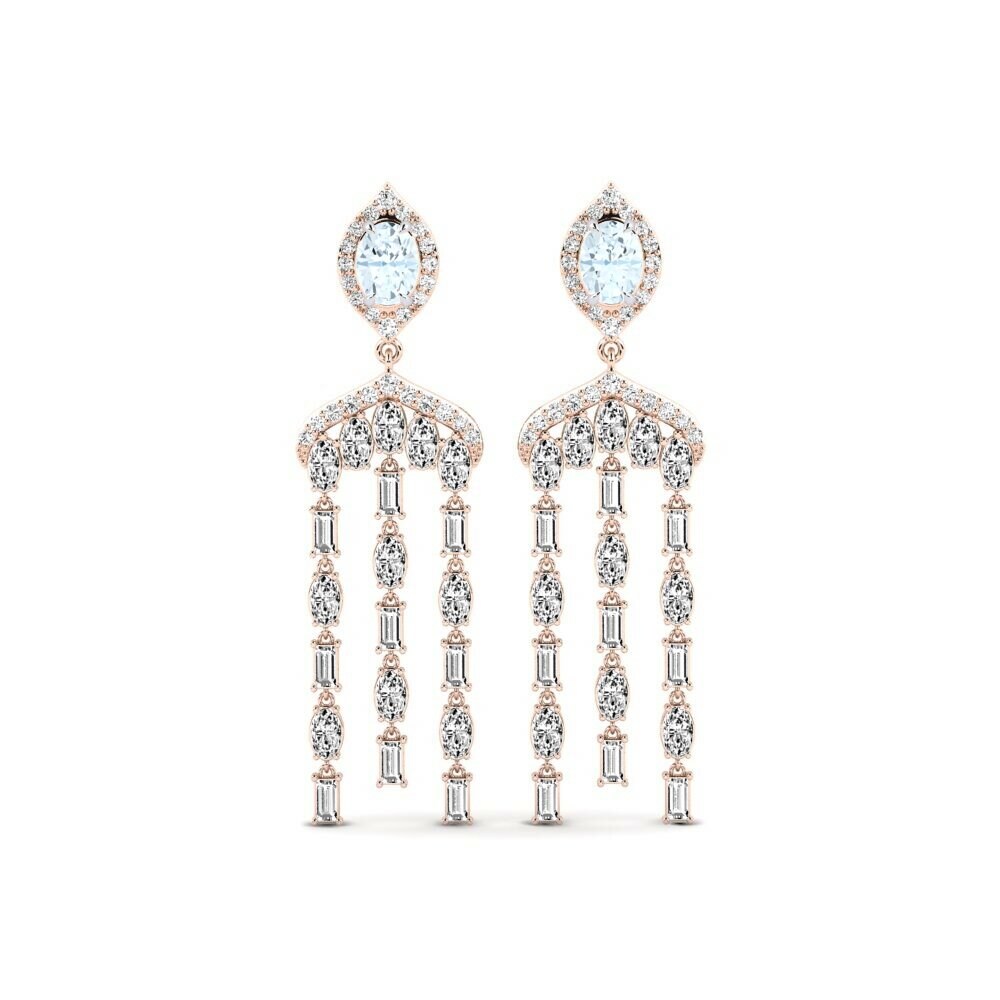 14k Rose & White Gold Aquamarine Women's Earring Efflux
